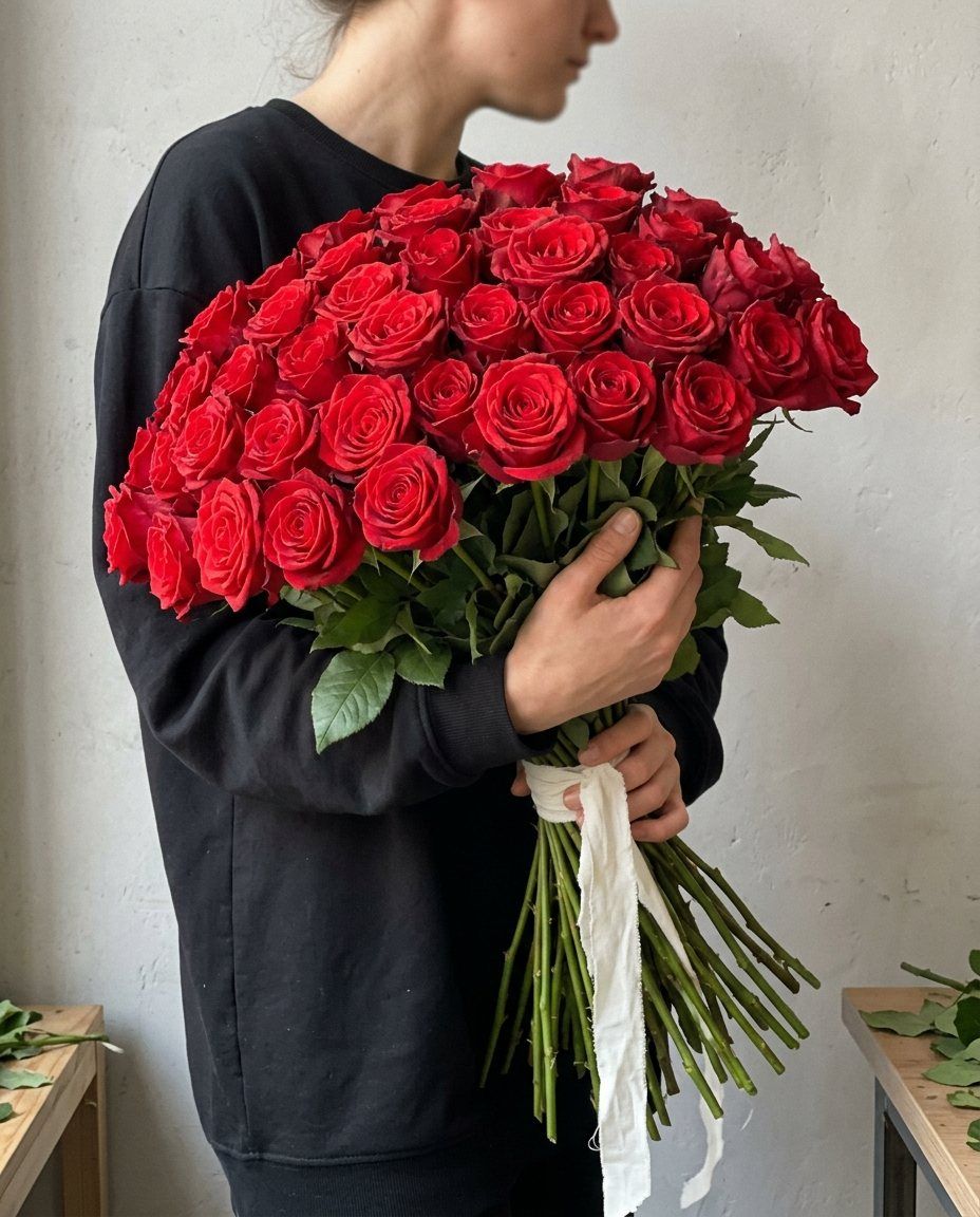51 rosas: 51 rosas de 60 cm en cúpula
